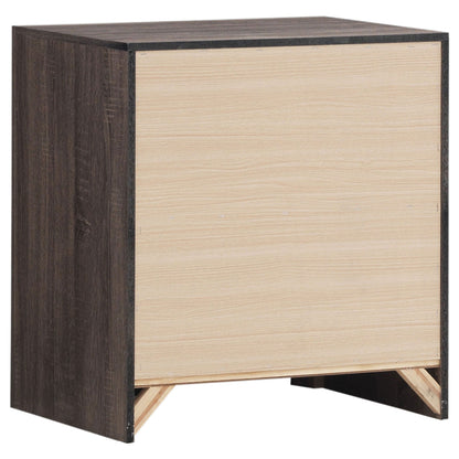 Geary slatted headboard panel bedroom set dark frame with light oak panels HouseOfZazla 4pc on Tampa Home & Garden Store