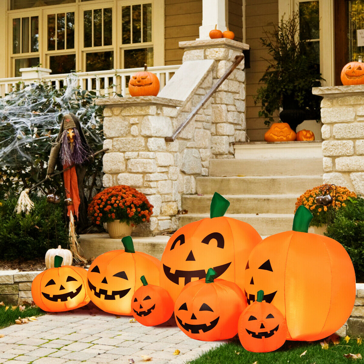 7.5 ft Halloween inflatable pumpkin patch with seven LED pumpkins by DirectDeals on Tampa Home & Garden Store