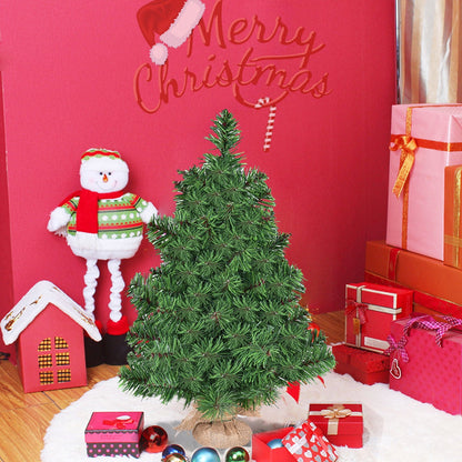 Holiday Season Decor Artificial PVC Christmas Tree by DirectDeals, compact green evergreen with burlap base on Tampa Home & Garden Store