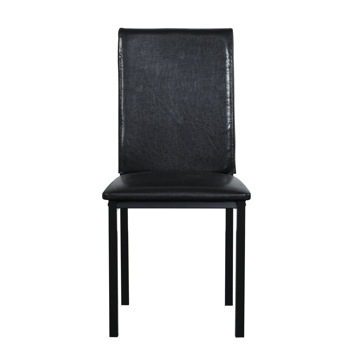 Dining chair in black faux leather with metal frame and high back on Tampa Home & Garden Store