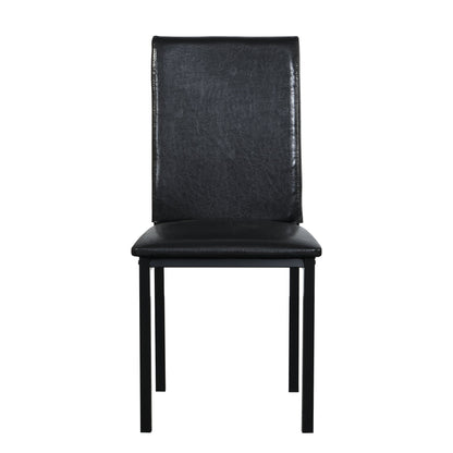 Dining chair in black faux leather with metal frame and high back on Tampa Home & Garden Store
