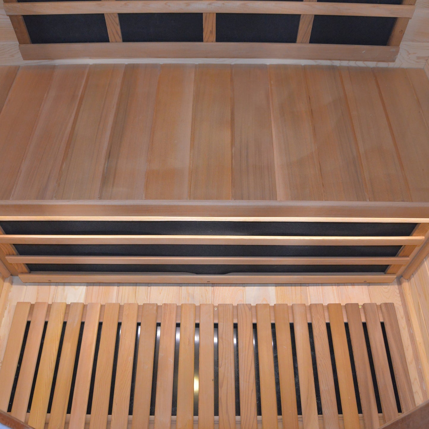 Outdoor sauna room for 2 by HouseOfZazla, cedar wood interior with tiered slatted benches on Tampa Home & Garden Store