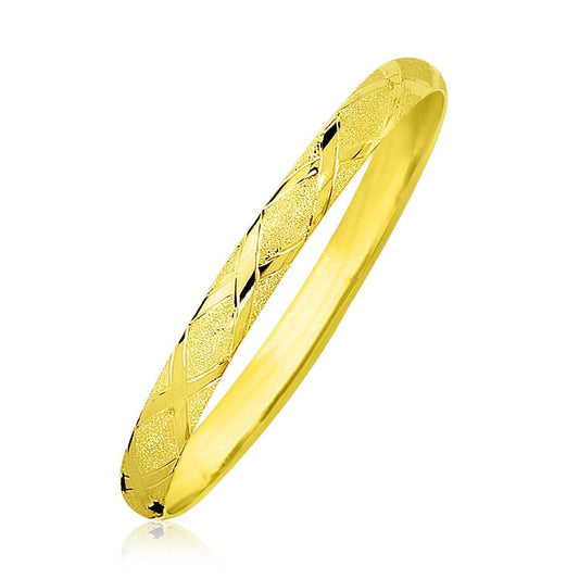 Bracelet 10k yellow gold slender textured bangle with diamond pattern by Bids.com on Tampa Home & Garden Store