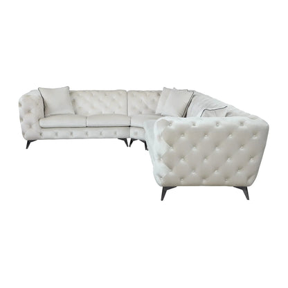 Atronia beige tufted sectional sofa with 4 pillows, stationary by Unique Piece Furniture on Tampa Home & Garden Store