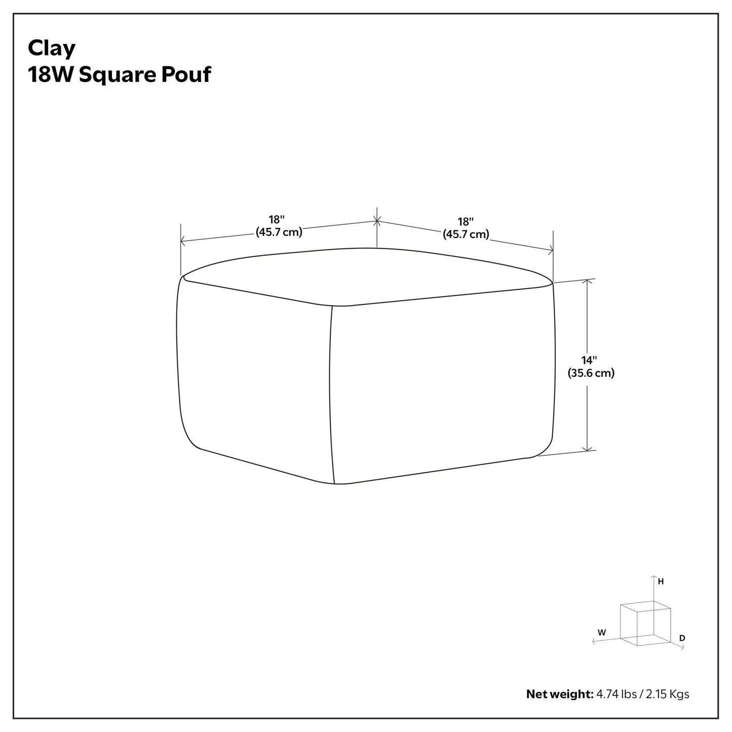 Clay 18W Square Pouf upholstered accent pouf by Unique Piece Furniture on Tampa Home & Garden Store