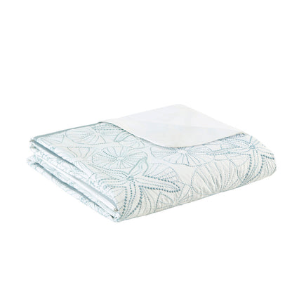 White King Duvet Cover Mini Set with Seashell Embroidery, blue stitched shells by HouseOfZazla on Tampa Home & Garden Store