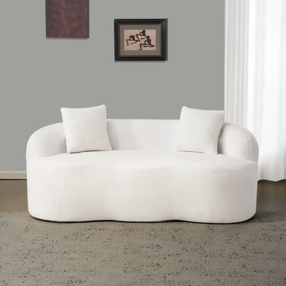 Curved Loveseat Sofa with Round Armrest in white fabric by Unique Piece Furniture on Tampa Home & Garden Store