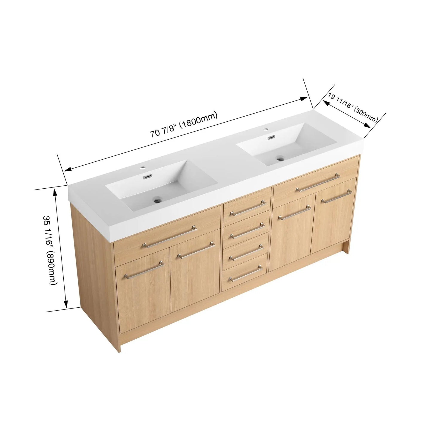 Freestanding Vanity With Resin Sink and Drawers