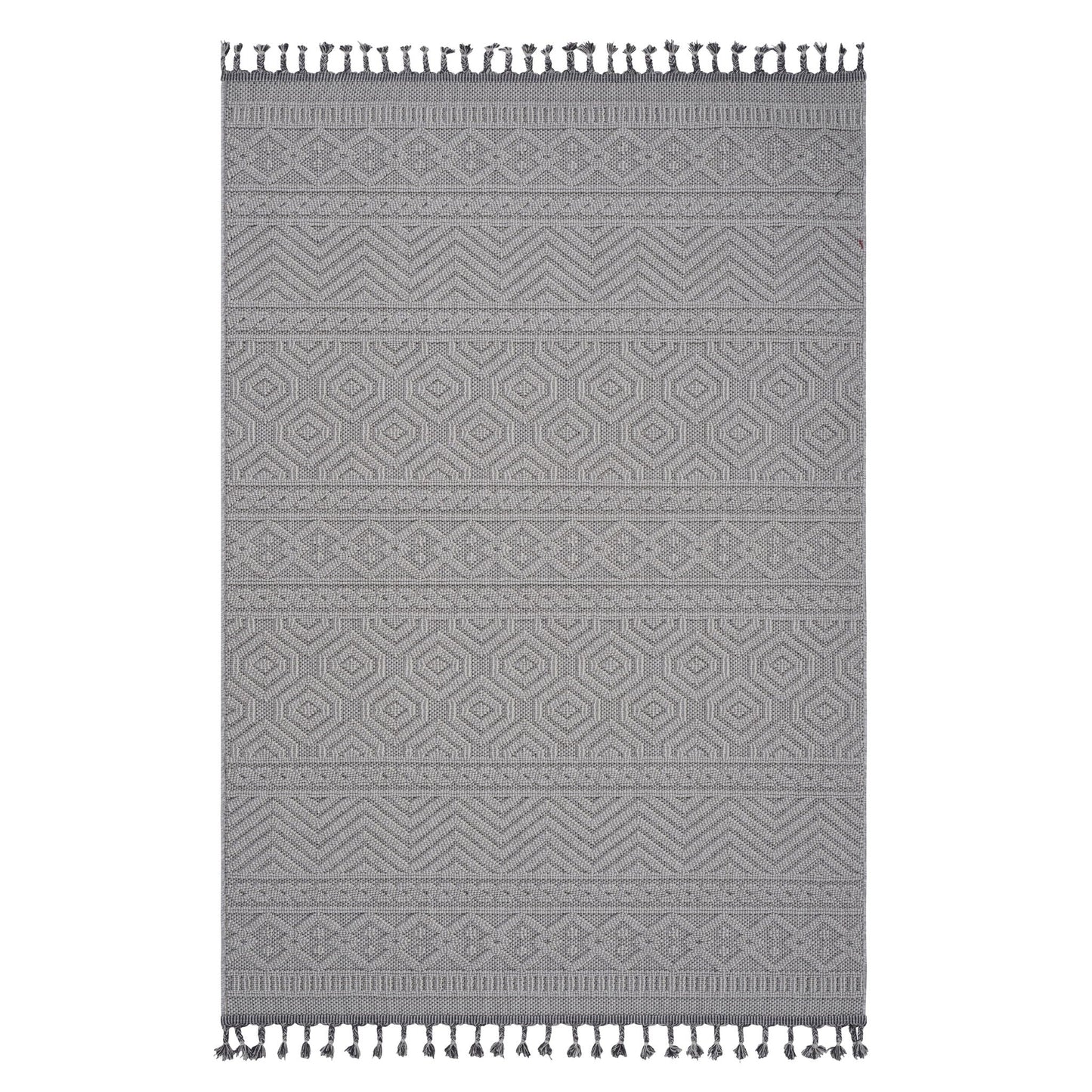 Guros Neutral Geometric Indoor and Outdoor Rug
