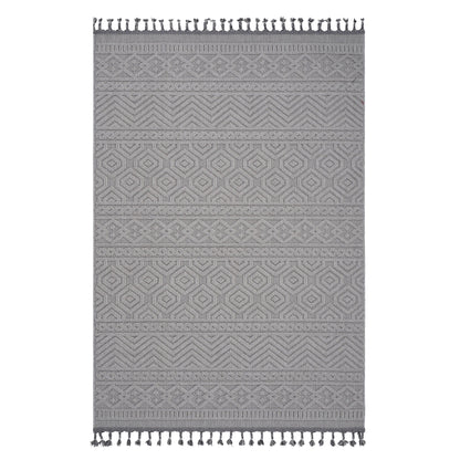 Guros Neutral Geometric Indoor and Outdoor Rug