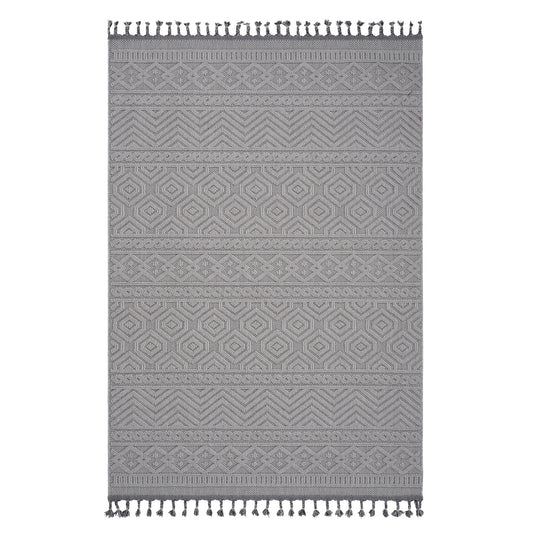 Guros Neutral Geometric Indoor and Outdoor Rug