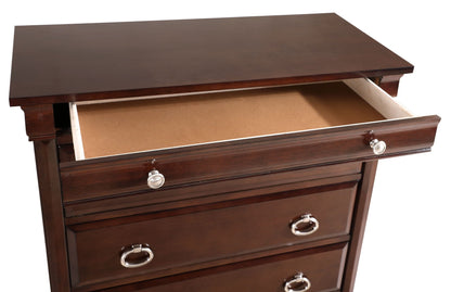 Cappuccino Accent Chest with Felt-Lined Drawers, dark wood, 36W x 17D x 53H on Tampa Home & Garden Store