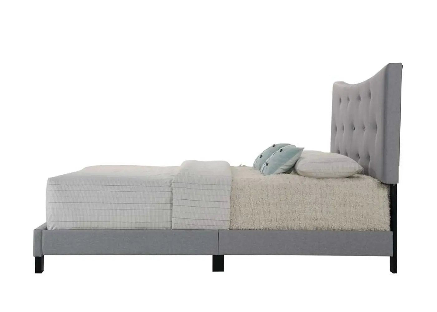 Venacha Queen Bed Gray, gray upholstered bed with tufted headboard by Unique Piece Furniture on Tampa Home & Garden Store