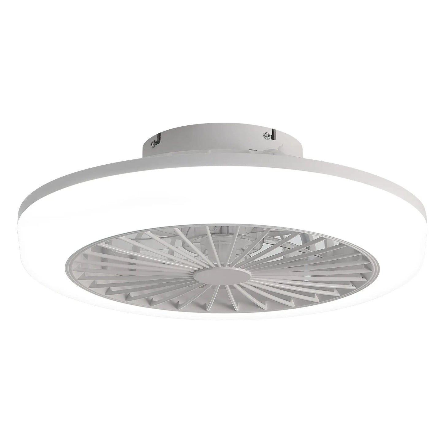 Bladeless ceiling fan with integrated light and remote, white finish, ceiling-mount design on Tampa Home & Garden Store