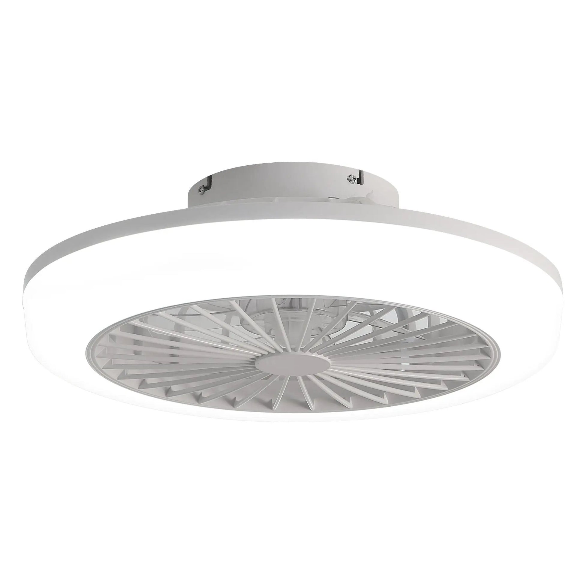 Bladeless ceiling fan with integrated light and remote, white finish, ceiling-mount design on Tampa Home & Garden Store