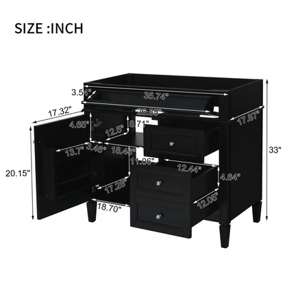 Bathroom vanity with 2 drawers and tip-out storage in black by Unique Piece Furniture on Tampa Home & Garden Store