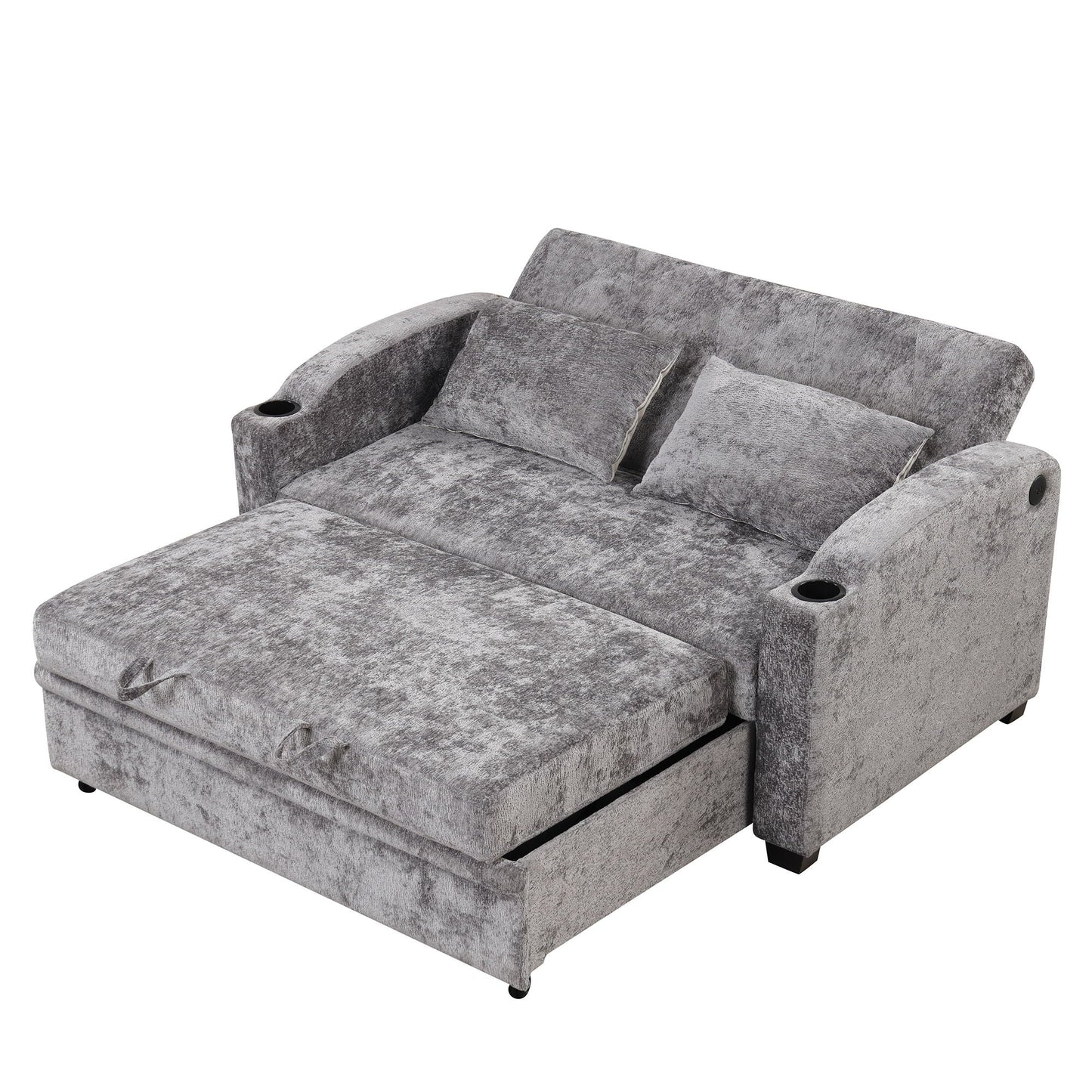 Convertible Sofa With Usb And Adjustable Backrest