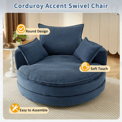 360 Degree Swivel Barrel Chair with Dual Cushions