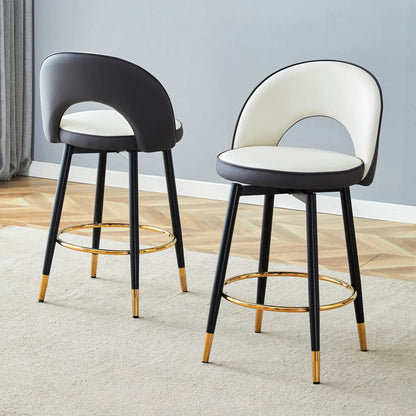 Upholstered Rotatable Bar Chair with Metal Legs