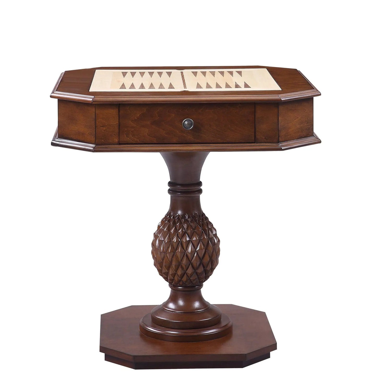 Bishop reversible chess and checkers table in cherry finish with inlaid board and tray on Tampa Home & Garden Store