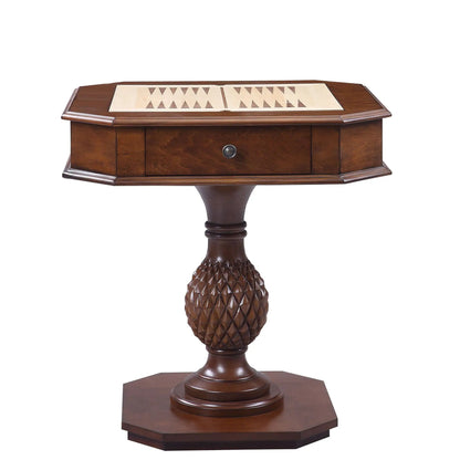 Bishop reversible chess and checkers table in cherry finish with inlaid board and tray on Tampa Home & Garden Store