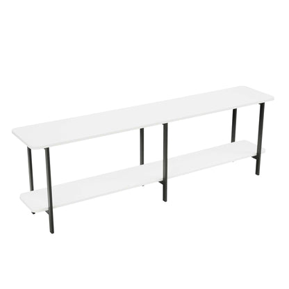 Celine 2-shelf console table with white shelves and black metal legs, durable construction on Tampa Home & Garden Store