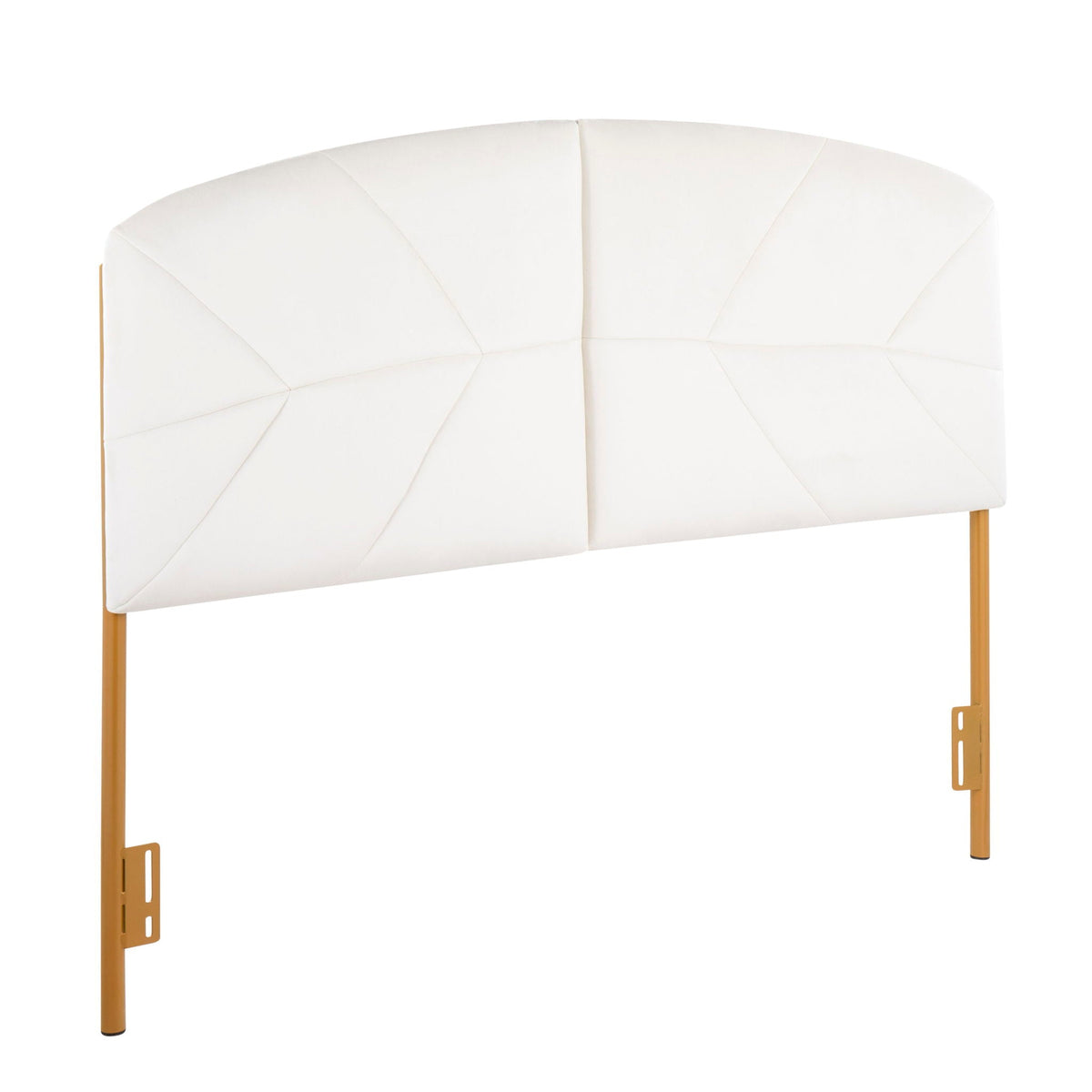 Contemporary glam upholstered headboard white tufted fabric wood legs HouseOfZazla on Tampa Home & Garden Store