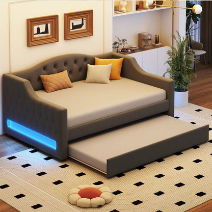 Daybed With LED Lighting and Upholstered Frame