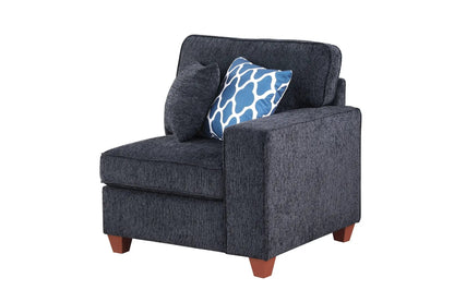 Lily sectional sofa with ottoman in black fabric with wood legs 2-piece living room set on Tampa Home & Garden Store