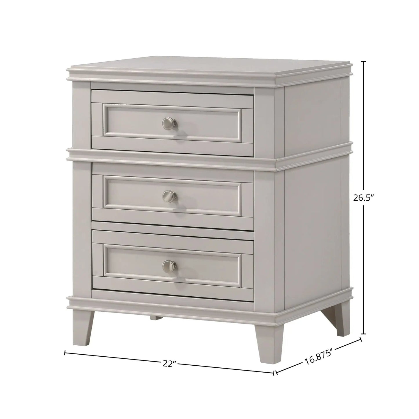 Three Drawer Nightstand with USB Charging Port