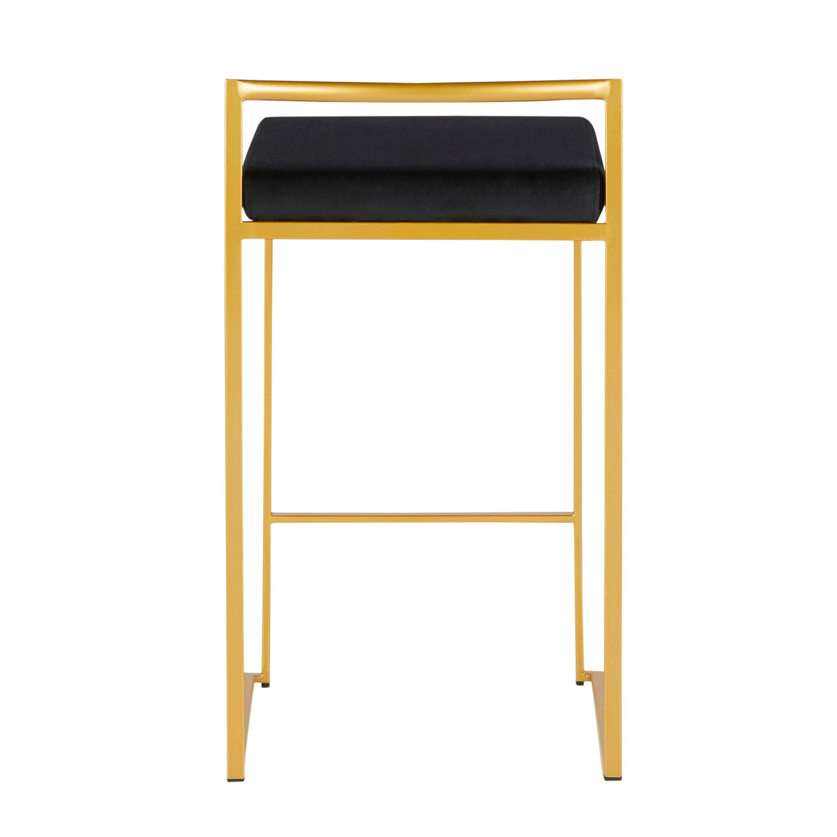 Fuji Glam Counter Stool set of 2, black upholstered seat on gold frame, HouseOfZazla on Tampa Home & Garden Store