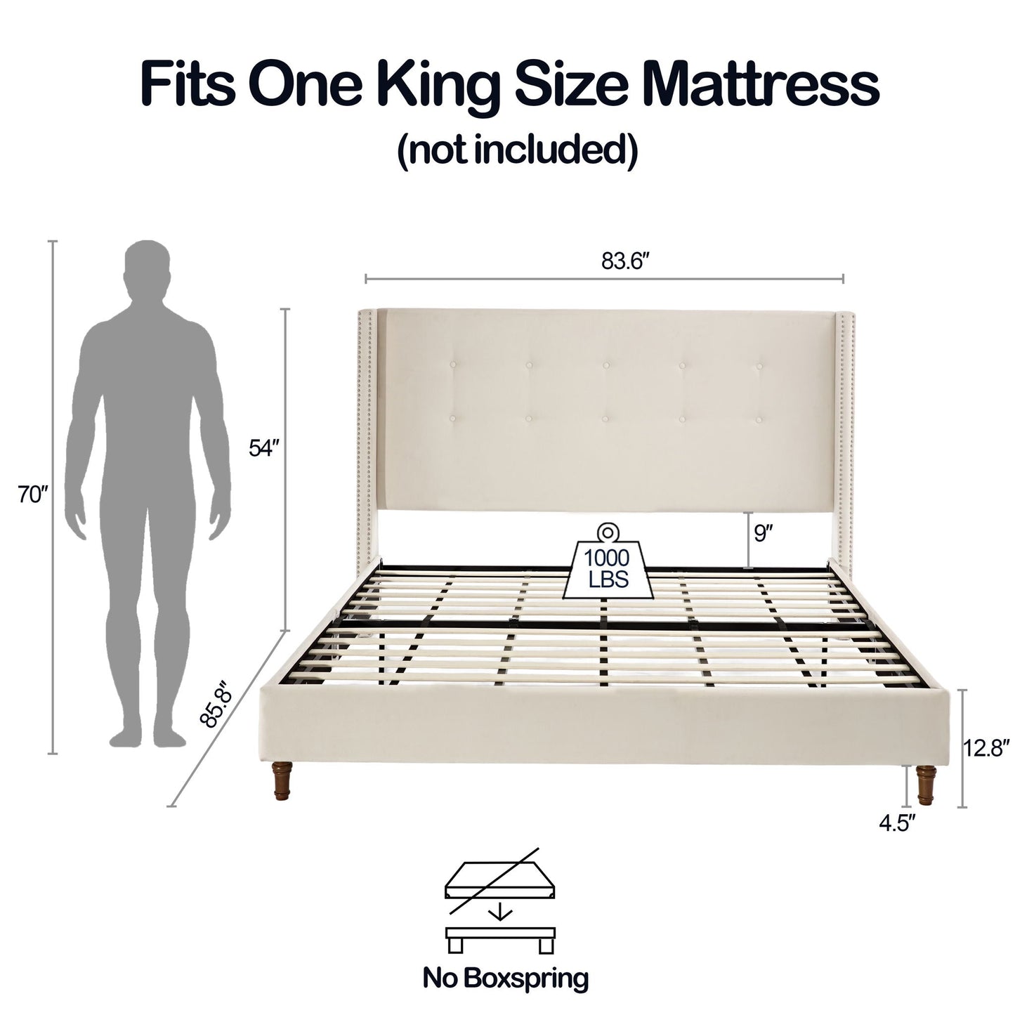 Peyton Upholstered Bed and a 54 Inch Headboard
