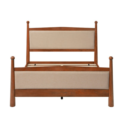 Queen Upholstered Platform Bed with Wood Slats