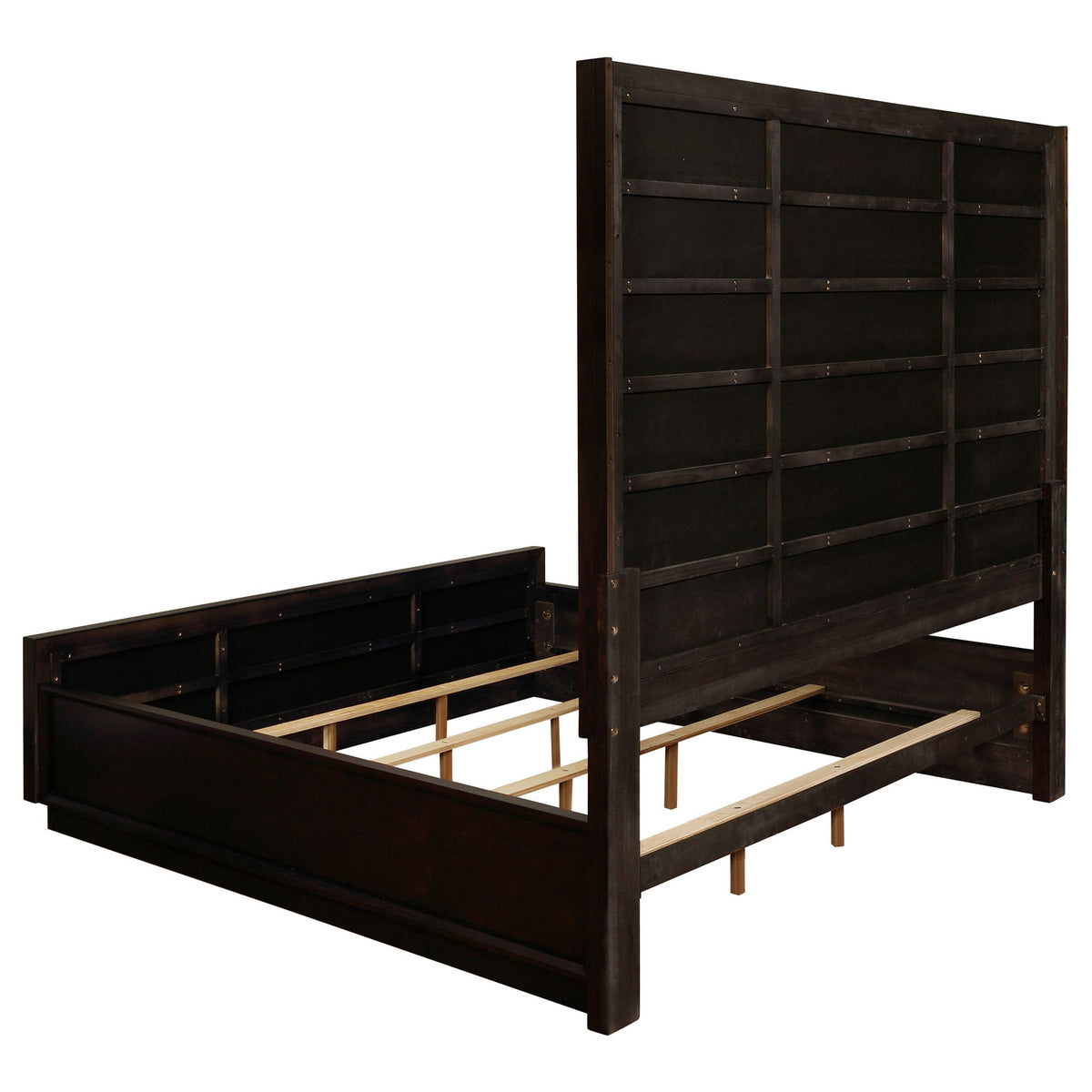 Drea Panel Bed dark espresso wood with tall paneled headboard on Tampa Home & Garden Store