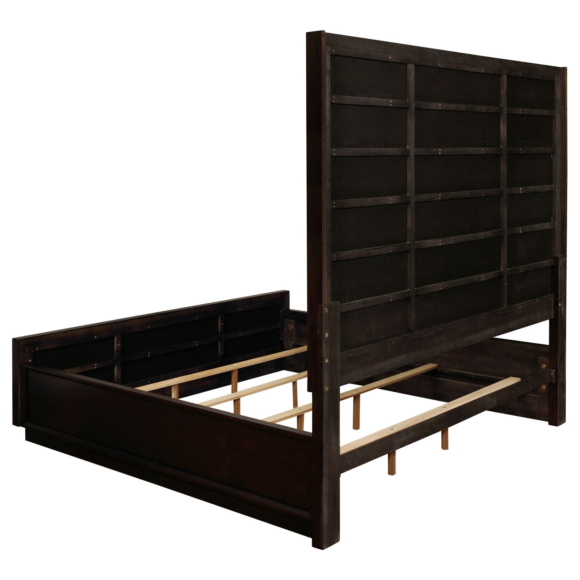 Drea Panel Bed dark espresso wood with tall paneled headboard on Tampa Home & Garden Store
