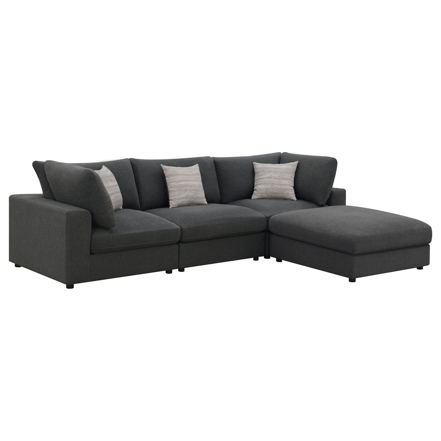 Rhette upholstered sectional, 2-piece living room set in dark gray fabric by HouseOfZazla on Tampa Home & Garden Store