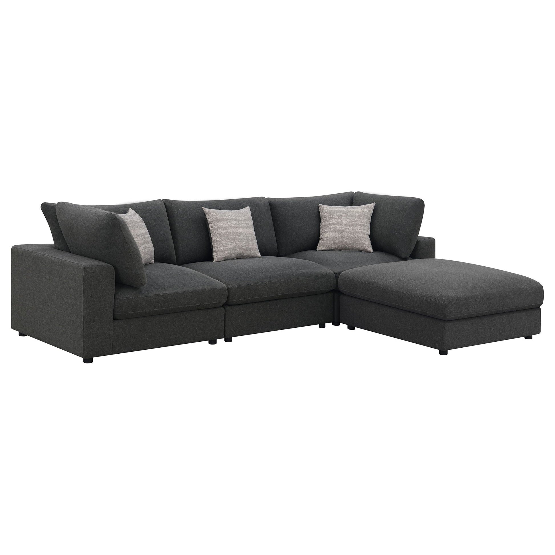Rhette upholstered sectional, 2-piece living room set in dark gray fabric by HouseOfZazla on Tampa Home & Garden Store