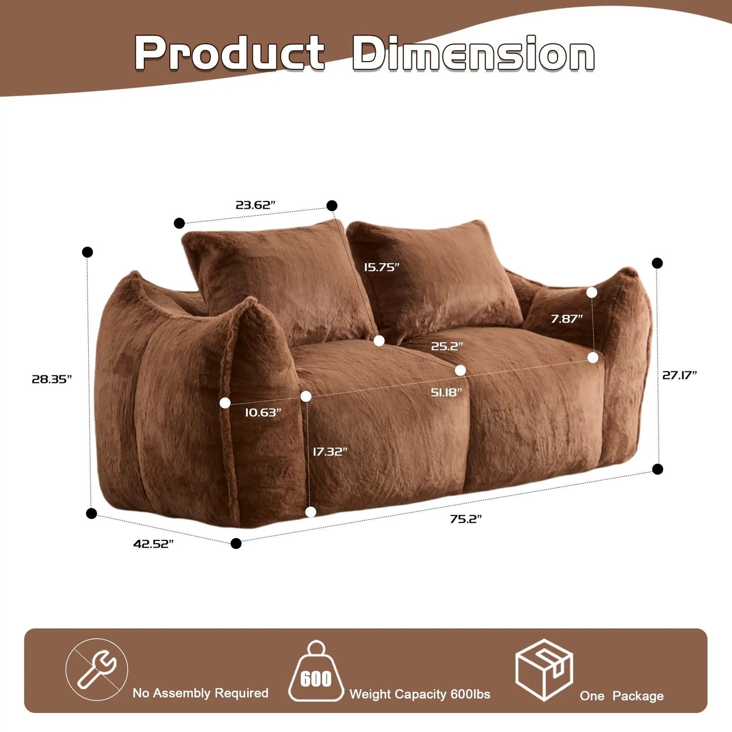 Giant Bean Bag Couch and Fluffy Loveseat