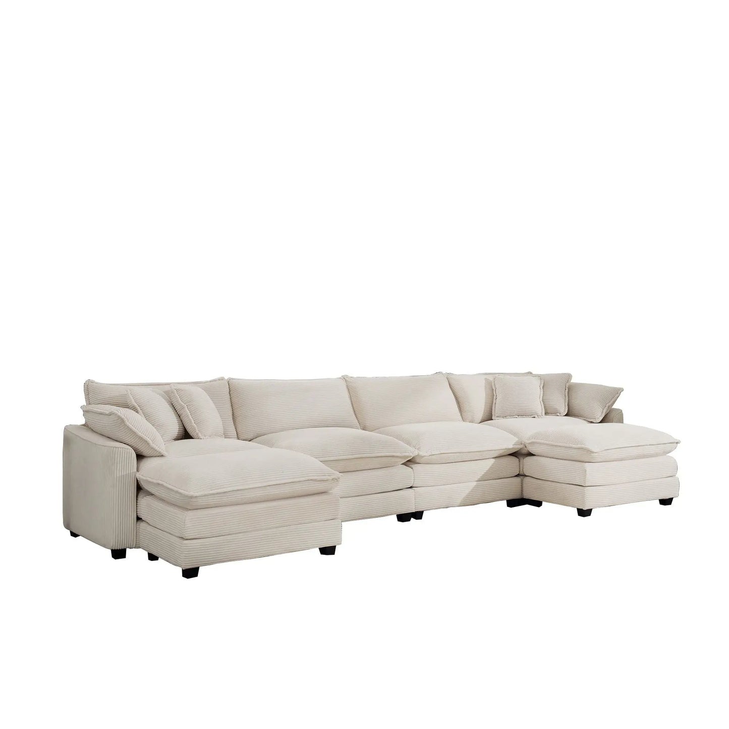 Modular cushion sofa with ottoman, beige, deep seating, 3-piece set by Unique Piece Furniture on Tampa Home & Garden Store