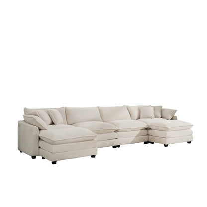 Modular cushion sofa with ottoman, beige, deep seating, 3-piece set by Unique Piece Furniture on Tampa Home & Garden Store