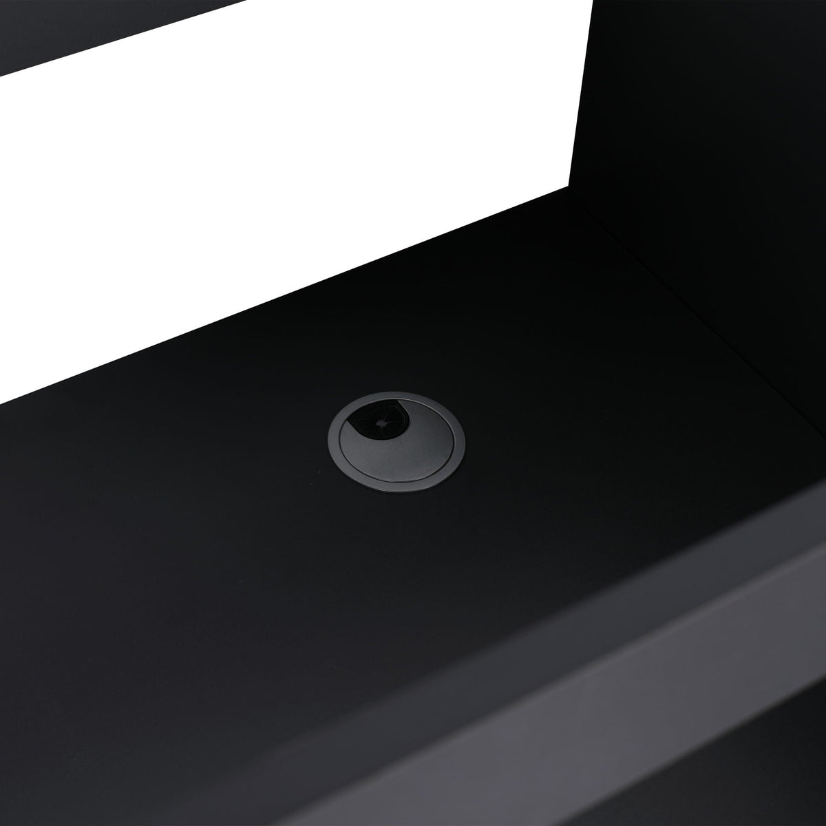 Freestanding Bathroom Vanity with Soft Close, black surface with round chrome drain, HouseOfZazla on Tampa Home & Garden Store