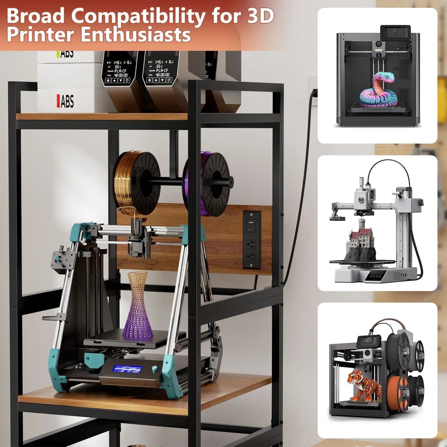3D Printer Stand with Filament Storage Panel