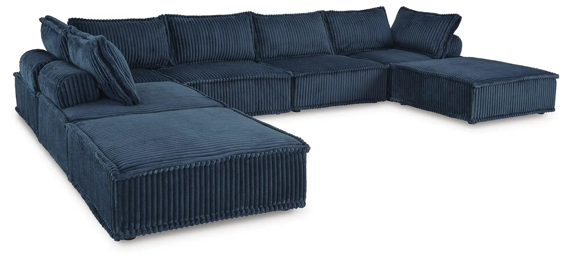 Sectional Bales by Unique Piece Furniture, navy blue corduroy, stationary with chaise on Tampa Home & Garden Store