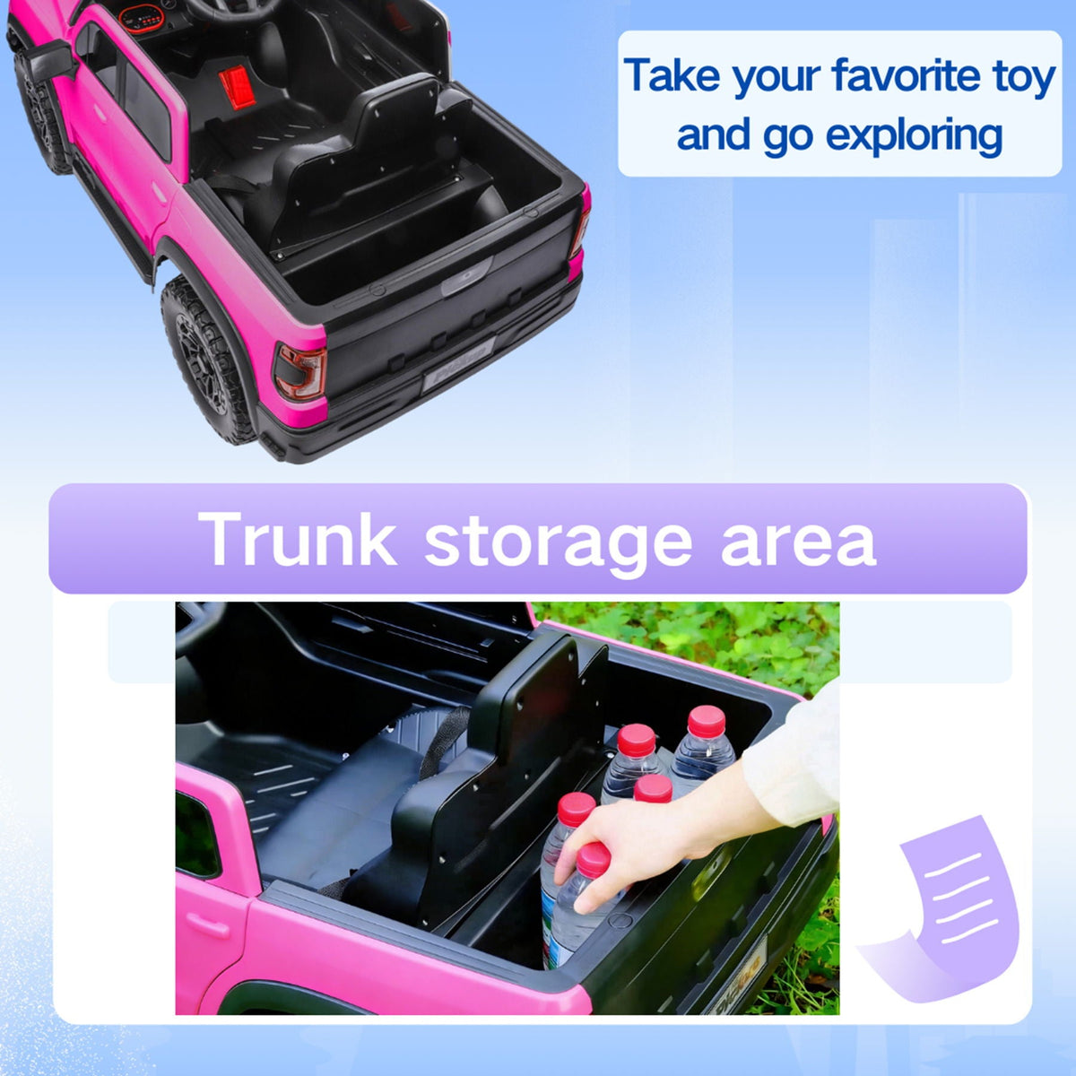 12V pink kids ride-on car with remote control, music player, trunk storage area HouseOfZazla on Tampa Home & Garden Store