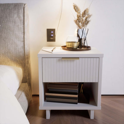 Granville Nightstand 1-Drawer white solid wood modern accent by HouseOfZazla on Tampa Home & Garden Store