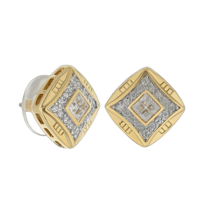 Pave Cz Design Earring pair, gold-tone button earrings with pavé crystals, Lauren G Adams on Tampa Home & Garden Store