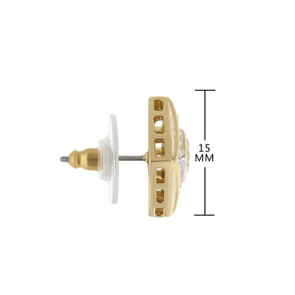 Pave Cz Design Earring button stud in gold-tone with clear CZ stones Lauren G Adams on Tampa Home & Garden Store