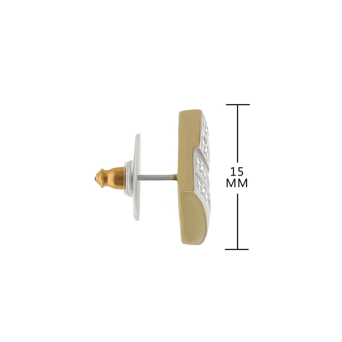 Pave Cz Design Earring button stud in gold-tone with pave CZ stones, 15 mm tall on Tampa Home & Garden Store