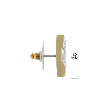 Pave Cz Design Earring button stud in gold-tone with pave CZ stones, 15 mm tall on Tampa Home & Garden Store