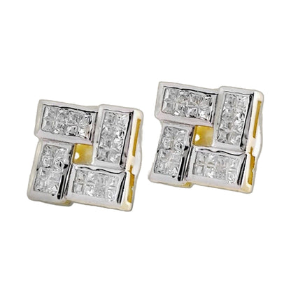 Pave Cz Design Earrings two-tone square CZ pave studs by Lauren G Adams on Tampa Home & Garden Store